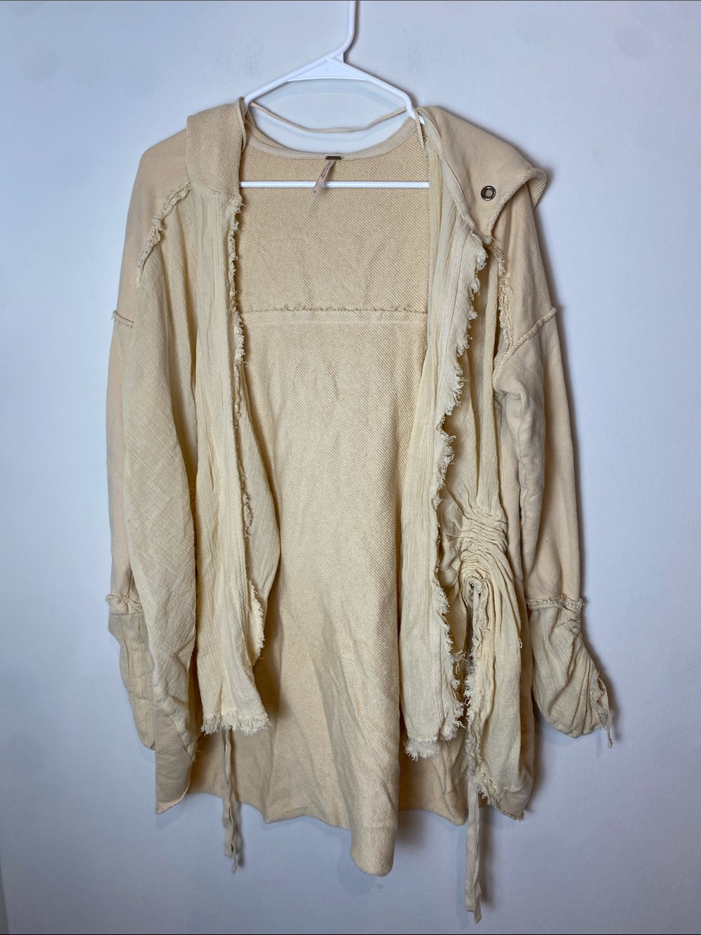 "Get Her Gauze" Drape Hooded Duster (XS) by Free People Butter Yellow - Picture 4 of 10